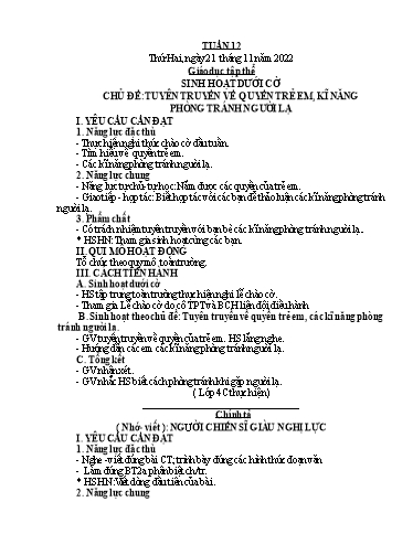 Giáo án các môn Lớp 4 - Tuần 12 - Năm học 2022-2023
