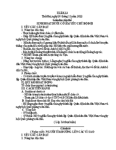 Giáo án các môn Lớp 4 - Tuần 13 - Năm học 2022-2023