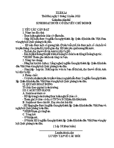 Giáo án các môn Lớp 4 - Tuần 14 - Năm học 2022-2023