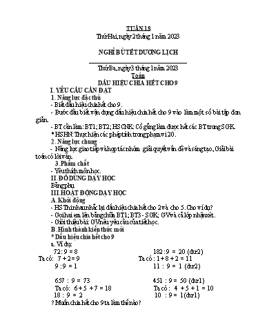 Giáo án các môn Lớp 4 - Tuần 18 - Năm học 2022-2023