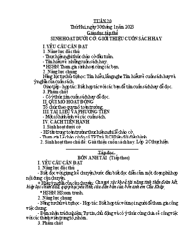 Giáo án các môn Lớp 4 - Tuần 20 - Năm học 2022-2023