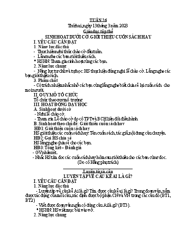 Giáo án các môn Lớp 4 - Tuần 26 - Năm học 2022-2023
