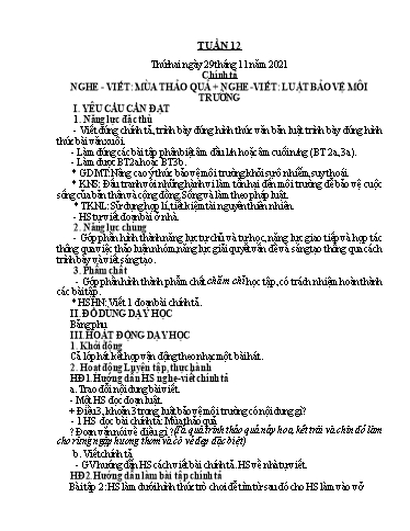 Giáo án các môn Lớp 5 - Tuần 12 - Năm học 2021-2022