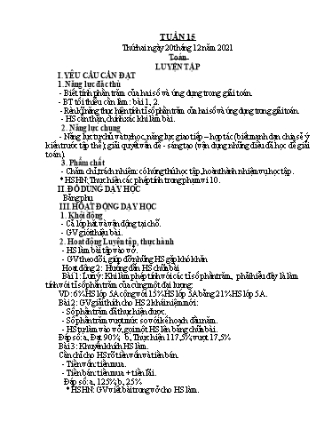 Giáo án các môn Lớp 5 - Tuần 15 - Năm học 2021-2022