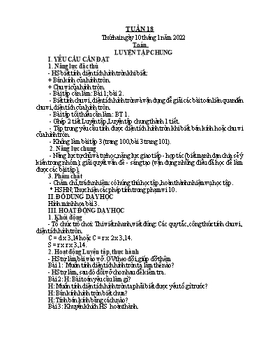 Giáo án các môn Lớp 5 - Tuần 18 - Năm học 2021-2022