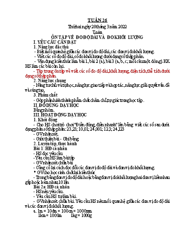 Giáo án các môn Lớp 5 - Tuần 26 - Năm học 2021-2022