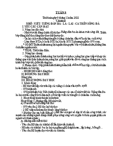 Giáo án các môn Lớp 5 - Tuần 9 - Năm học 2021-2022