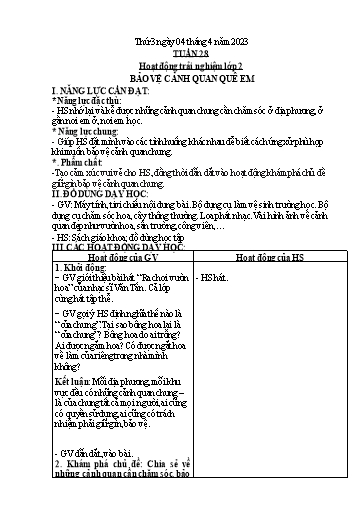 Giáo án Đạo đức + Hoạt động trải nghiệm 1+2 - Tuần 28 - Năm học 2022-2023