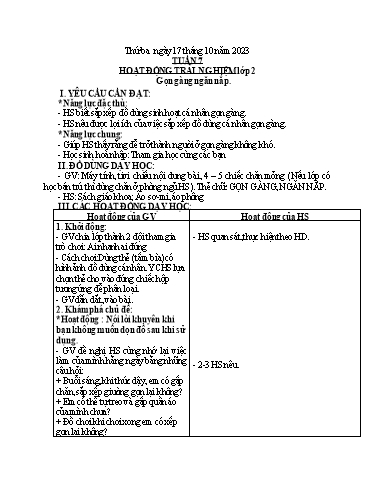 Giáo án Đạo đức + Hoạt động trải nghiệm 1+2 - Tuần 7 - Năm học 2022-2023