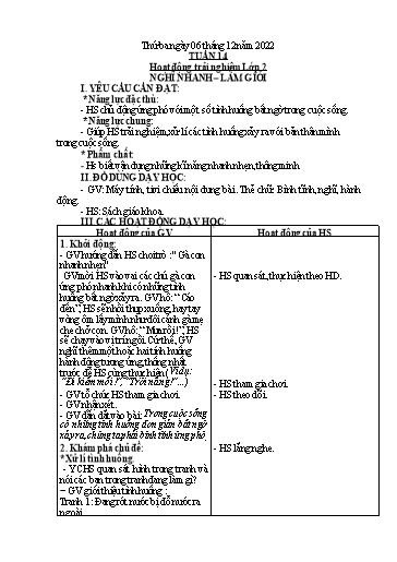 Giáo án Đạo đức + Hoạt động trải nghiệm Lớp 1+2 - Tuần 14 - Năm học 2022-2023