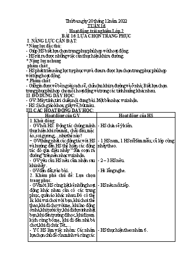 Giáo án Đạo đức + Hoạt động trải nghiệm Lớp 1+2 - Tuần 16 - Năm học 2022-2023