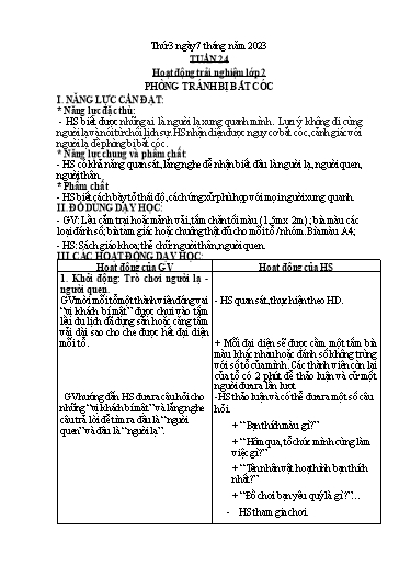 Giáo án Đạo đức + Hoạt động trải nghiệm Lớp 1+2 - Tuần 24 - Năm học 2022-2023