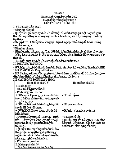 Giáo án Đạo đức + Hoạt động trải nghiệm Lớp 1+2 - Tuần 3 - Năm học 2022-2023