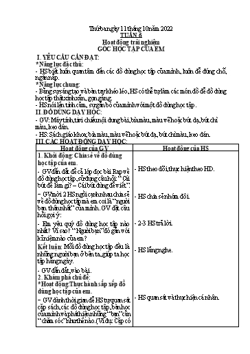 Giáo án Đạo đức + Hoạt động trải nghiệm Lớp 1+2 - Tuần 6 - Năm học 2022-2023
