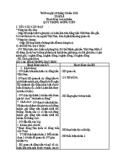 Giáo án Đạo đức + Hoạt động trải nghiệm Lớp 1+2 - Tuần 8 - Năm học 2022-2023