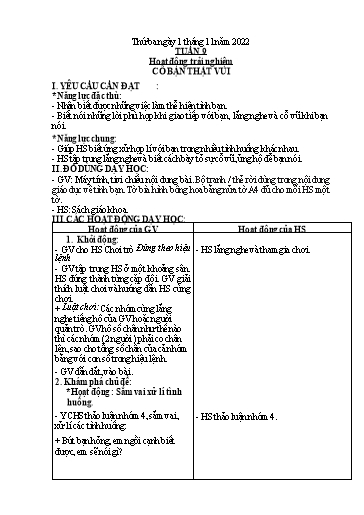 Giáo án Đạo đức + Hoạt động trải nghiệm Lớp 1+2 - Tuần 9 - Năm học 2022-2023