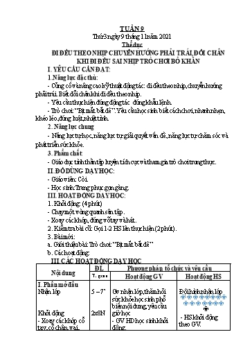 Giáo án Giáo dục thể chất 2 - Tuần 9 - Năm học 2021-2022