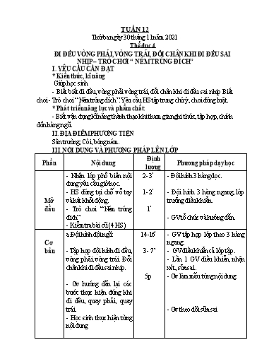 Giáo án Giáo dục Thể chất Lớp 2+4 - Tuần 12 - Năm học 2021-2022