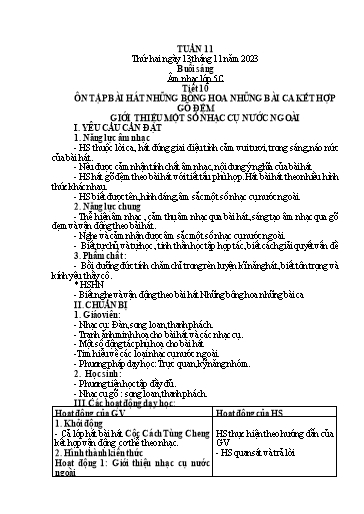 Giáo án Tiếng Việt + Âm nhạc Tiểu học (Kết nối tri thức) - Tuần 11 - Năm học 2023-2024