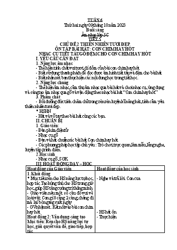 Giáo án Tiếng Việt + Âm nhạc Tiểu học (Kết nối tri thức) - Tuần 6 - Năm học 2023-2024