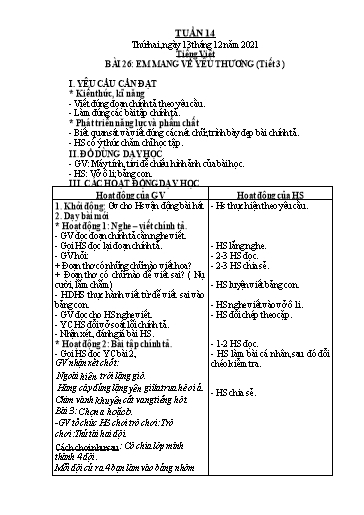 Giáo án Tiếng Việt + Toán Lớp 2 - Tuần 14 - Năm học 2021-2022