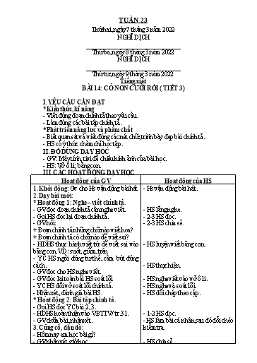 Giáo án Tiếng Việt + Toán Lớp 2 - Tuần 23 - Năm học 2021-2022