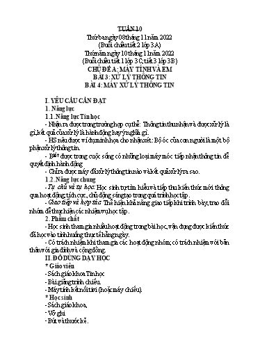 Giáo án Tin học Lớp 3+4+5 - Tuần 10 - Năm học 2022-2023