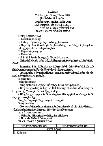 Giáo án Tin học Lớp 3+4+5 - Tuần 15 - Năm học 2022-2023