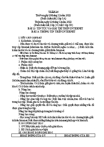 Giáo án Tin học Lớp 3+4+5 - Tuần 16 - Năm học 2022-2023