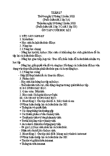 Giáo án Tin học Lớp 3+4+5 - Tuần 17 - Năm học 2022-2023