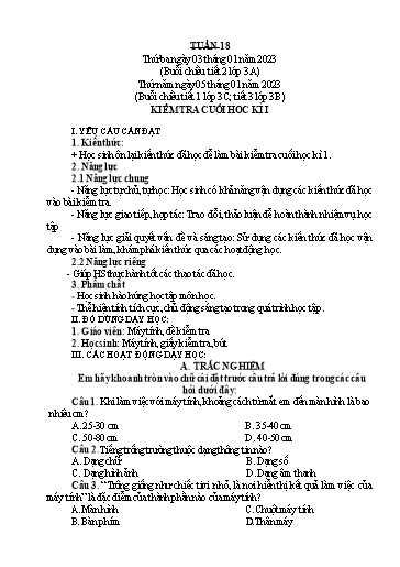 Giáo án Tin học Lớp 3+4+5 - Tuần 18 - Năm học 2022-2023