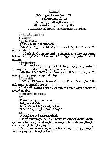 Giáo án Tin học Lớp 3+4+5 - Tuần 22 - Năm học 2022-2023