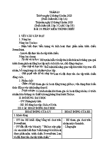 Giáo án Tin học Lớp 3+4+5 - Tuần 23 - Năm học 2022-2023