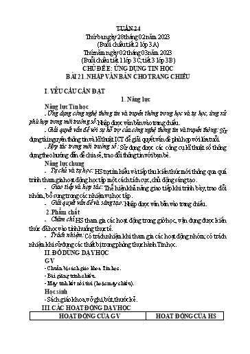 Giáo án Tin học Lớp 3+4+5 - Tuần 24 - Năm học 2022-2023