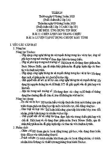 Giáo án Tin học Lớp 3+4+5 - Tuần 25 - Năm học 2022-2023