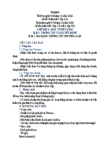 Giáo án Tin học Lớp 3+4+5 - Tuần 9 - Năm học 2022-2023