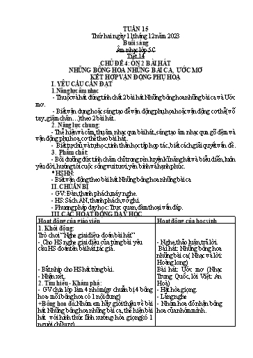 Kế hoạch bài dạy Âm nhạc + Tiếng Việt Tiểu học (Kết nối tri thức) - Tuần 15 - Năm học 2023-2024