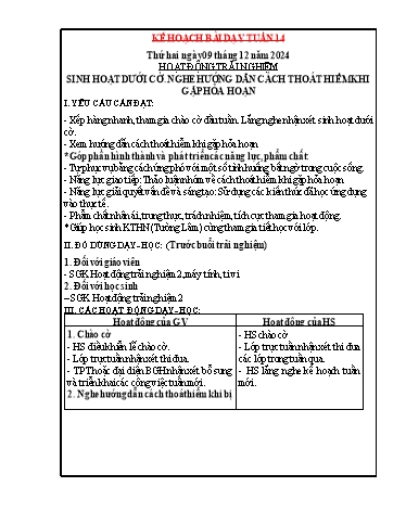 Kế hoạch bài dạy các môn Lớp 1 (Kết nối tri thức) - Tuần 14 - Năm học 2024-2025 - Lê Thị Dung