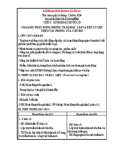 Kế hoạch bài dạy các môn Lớp 1 (Kết nối tri thức) - Tuần 15 - Năm học 2024-2025 - Lê Thị Dung