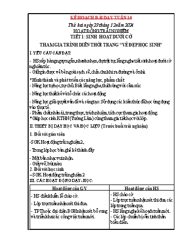 Kế hoạch bài dạy các môn Lớp 1 (Kết nối tri thức) - Tuần 16 - Năm học 2024-2025 - Lê Thị Dung