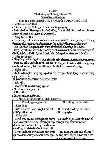 Kế hoạch bài dạy các môn Lớp 3 (Kết nối tri thức) - Tuần 7 - Năm học 2024-2025
