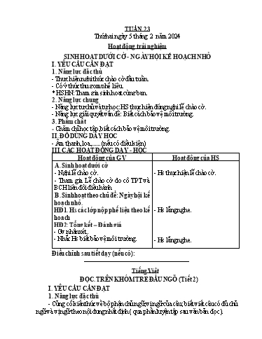 Kế hoạch bài dạy các môn Lớp 4 (Kết nối tri thức) - Tuần 23 - Năm học 2023-2024