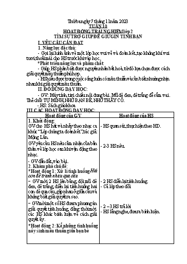 Kế hoạch bài dạy Hoạt động trải nghiệm + Đạo đức Lớp 1+2 - Tuần 10 - Năm học 2023-2024