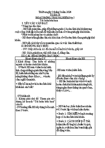 Kế hoạch bài dạy Hoạt động trải nghiệm + Đạo đức Lớp 1+2 - Tuần 25 - Năm học 2023-2024