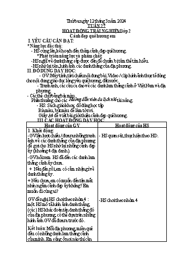 Kế hoạch bài dạy Hoạt động trải nghiệm + Đạo đức Lớp 1+2 - Tuần 27 - Năm học 2023-2024