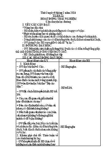 Kế hoạch bài dạy Hoạt động trải nghiệm + Đạo đức Lớp 1+2 - Tuần 21 - Năm học 2023-2024