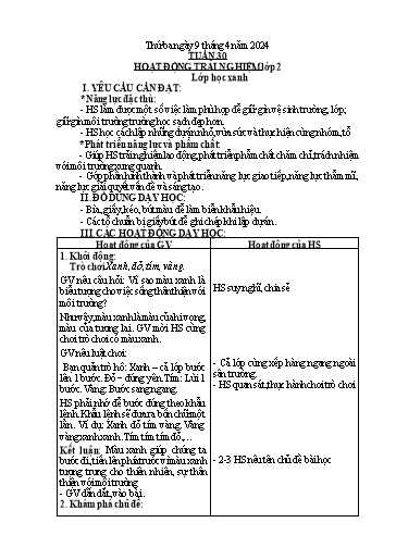 Kế hoạch bài dạy Hoạt động trải nghiệm + Đạo đức Lớp 1+2 - Tuần 30 - Năm học 2023-2024