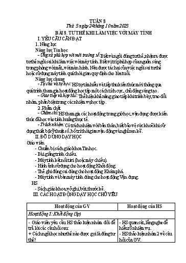 Kế hoạch bài dạy Tin học Lớp 3 - Tuần 8 - Năm học 2023-2024