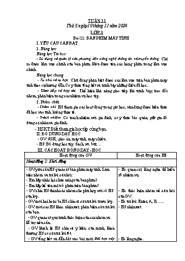 Kế hoạch bài dạy Tin học Lớp 3+4+5 - Tuần 11 - Năm học 2024-2025