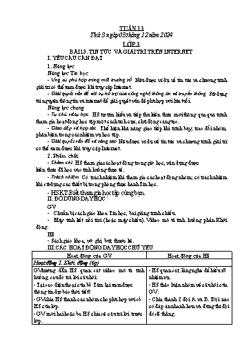 Kế hoạch bài dạy Tin học Lớp 3+4+5 - Tuần 13 - Năm học 2024-2025